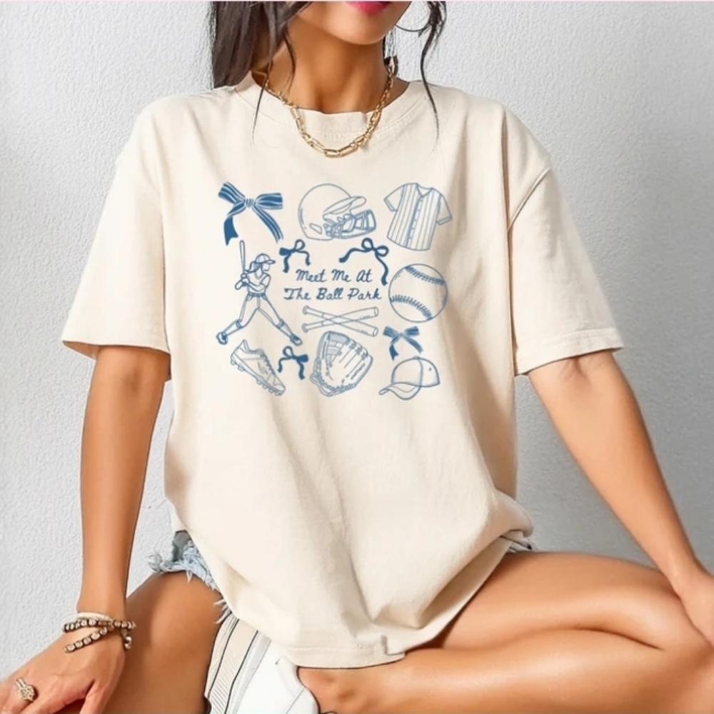 SINGLE COLOR SCREEN PRINT - MEET ME AT THE BALL PARK DTF Shirt Transfer